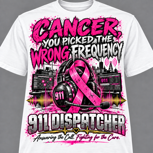 Wrong Frequency 911 Dispatcher Breast Cancer Awareness Tee